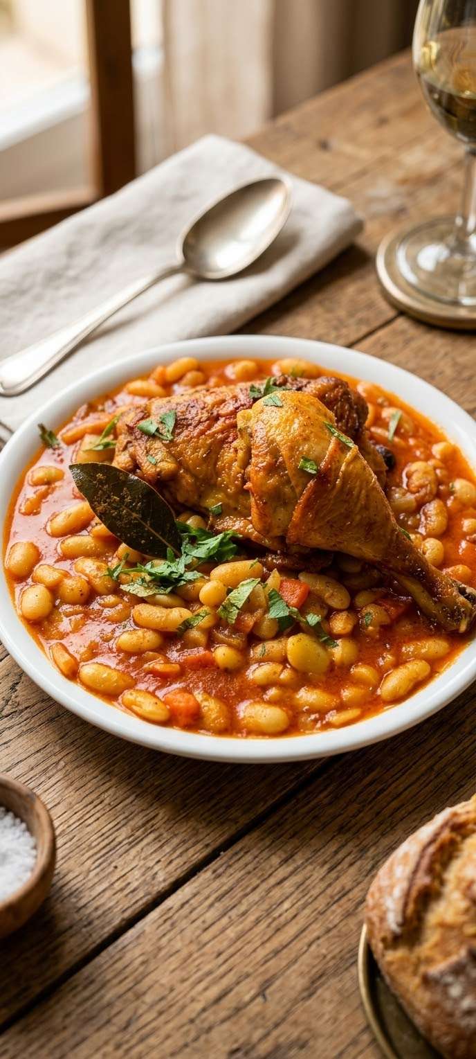 Haricots Blancs & Poulet Doré Fait Maison